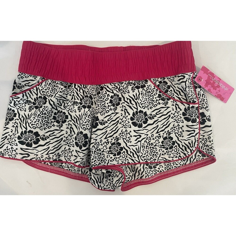 Y2k Black Pink Floral Animal Print Pull On Shorts Girl S